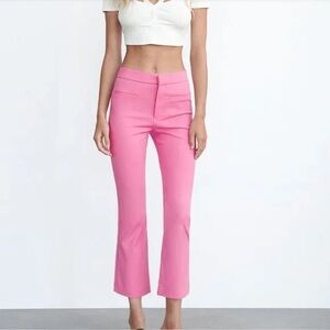 Zara Pink Cropped Flare Pants NWT